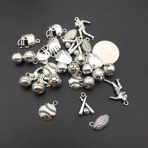2023 new alloy retro abstract football, basketball, volleyball, baseball, rugby diy jewelry accessories, decorative pendant acce