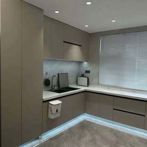 Nouvelle conception moderne d'unité de cuisine en contreplaqué résistant à l'eau et écologique, ensemble d'armoires, îlot de cuisine, personnalisation - Product Image 6