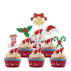 Juego de Adornos para Cupcakes Navideños con Gorros de Santa, Campanas y Copos de Nieve para Decoraciones de Fiestas Navideñas, Suministros Festivos para Hornear en Navidad - Product Image 1