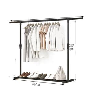 Séchoir <span class=keywords><strong>à</strong></span> sol en <span class=keywords><strong>m</strong></span>étal massif simple Porte-manteau vertical <span class=keywords><strong>à</strong></span> double niveau pour chambre ou balcon Installation facile sur pied - Product Image 5
