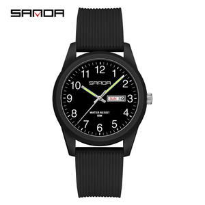 Montre Sanda 6091 pour homme, 40 mm, bracelet en acrylique noir, boîtier en résine écologique, étanche, montre sport pour homme, étudiant, cadeau - Product Image 5