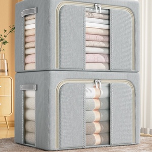 접을 수있는 캐비닛 보관함 상자 투명 창 침대 시트 주최자 옷장 의류 보관 용기 - Product Image 1