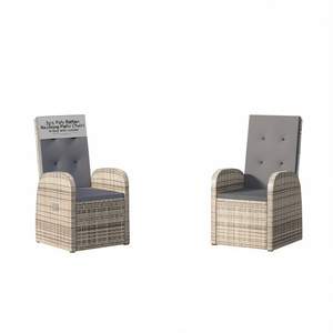 Sillas Reclinables de Ratán Sintético para Patio, Cojines Grises, Muebles Modernos para Jardín Exterior - Product Image 1