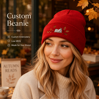 Dymf Bonnet en tricot à revers personnalisé avec broderie, en acrylique, unisexe, avec logo, pour l'automne et l'hiver, style streetwear, vente en gros