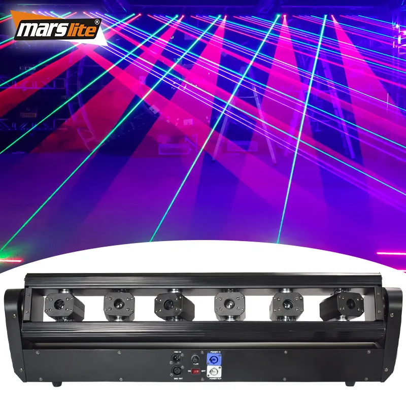 Marslite Đèn Chiếu Sáng Sân Khấu Đèn Laze Dj Đèn Laze 6 Ống Kính Đèn Laze Đầu Chuyển Động Dmx RGB