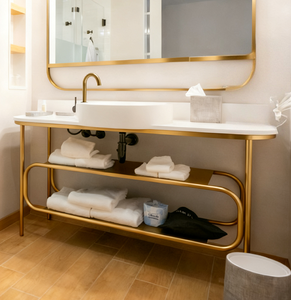 פליז מפואר ארון איפור להתלבש רגליים שולחן עבודה עד יהירות בסיס נירוסטה חלודה הוכחה להפיל הרכבה ידידותית - Product Image 2