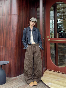 <span class=keywords><strong>Pantalon</strong></span> <span class=keywords><strong>cargo</strong></span> tactique pour <span class=keywords><strong>femme</strong></span> TT de haute qualité, style Y2K, taille haute, jambe large, ample, en sergé de coton uni, <span class=keywords><strong>bleu</strong></span> <span class=keywords><strong>marine</strong></span> - Product Image 4