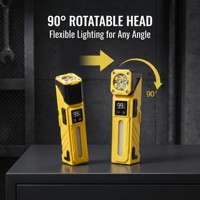 Lampe de travail LED rechargeable COB avec base magnétique, détecteur de mouvement, affichage numérique, lampe de réparation, torche portable USB C