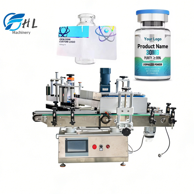 Desktop Automatic Labeling Machine for 2ml 3ml 5ml 10ml Peptide Vials Tube Bottle