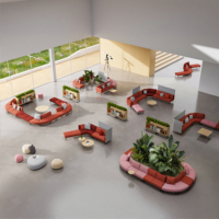 Ensemble de canapés modulaires de bureau, canapé de réception moderne incurvé, mobilier modulaire pour hall d'accueil et salle d'attente commerciale