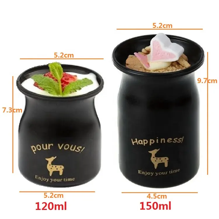 PP Nướng Bánh Pudding Mousse Cup Sữa Chua Chịu Nhiệt Thực Phẩm Chất Liệu Sữa Chai Có Nắp