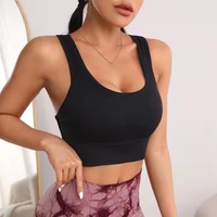 Haut de sport personnalisé de couleur unie avec dos croisé Fitness antichoc grande taille dos nu mode sexy soutien-gorge de sport XXX pour femmes