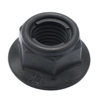 Mur baut segi enam logam penuh dengan flensa, tipe torsi, baja M5-M20, dilapisi seng/hitam, DIN 6927, ukuran 8/10.