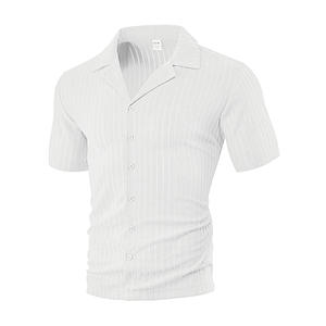 Chemise à manches courtes pour homme, taille européenne, décontractée, respirante, col rabattu, couleur unie, style cardigan d'été - Product Image 6