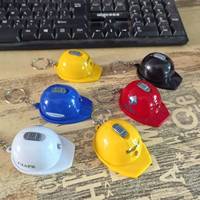 Mini lampe torche LED porte-clés en forme de casque de chantier avec fonction lumineuse, porte-clés fantaisie en forme de casque de sécurité
