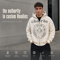 Sweat à capuche unisexe zippé en maille gaufrée avec motif texturé, style streetwear, veste décontractée, personnalisable OEM ODM, vente en gros, pull