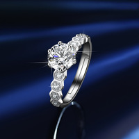 Bague de mariage ajustable pour femme en moissanite D-color 1 carat, motif nid d'abeille, avec certificat GRA – Vente en gros de bijoux de mode
