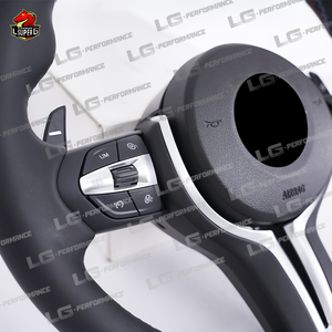 Накладка на руль LeGai из карбоновой кожи с возможностью индивидуальной настройки для BMW 3/4/5 серии, X5 F30/F10/F15/F16/F06/F32/F26 <span class=keywords><strong>M</strong></span> Sport, черная - Product Image 4
