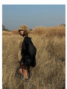 Manteaux d'hiver moelleux et chauds pour femmes, style streetwear personnalisé, manches longues, col court sans col, vestes noires tendance, pardessus, <span class=keywords><strong>trench</strong></span>-coat - Product Image 2