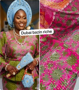 Nuovo Arrivo Bazin Riche Qualità Dubai, Pizzo Africano Tradizionale Sexy con Perline di Lusso e Profumo per <span class=keywords><strong>Abiti</strong></span> <span class=keywords><strong>da</strong></span> <span class=keywords><strong>Sposa</strong></span>, 100% <span class=keywords><strong>Cotone</strong></span> - Product Image 1