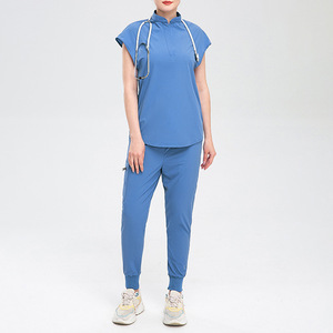 Doktorlar İçin Dokuma Esnek Kısa Kollu Yüksek Kaliteli Unisex Yetişkin İş Kıyafeti Seti (Üst ve Alt) Evcil Hayvan Bakımı ve Güzellik Salonu İçin - Product Image 4