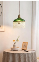 Lampe suspendue en verre et laiton de style vintage français médiéval, style antique pour chambre à coucher, restaurant, bar, couloir, entrée
