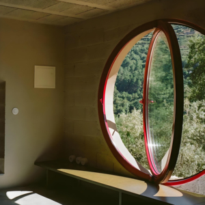 Fenêtres en verre sur mesure du sol au plafond Portes et fenêtres rouges de style Bauhaus Fenêtres rondes inclinables et tournantes - Product Image 1
