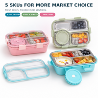 Boîte à lunch scolaire pour enfants, grande capacité, 3 compartiments, en acier inoxydable 304, amovible, lavable au lave-vaisselle, avec fermoirs durables, pour approvisionnement en gros