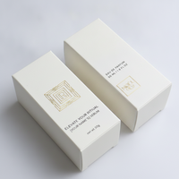 Boîte minimaliste en carton ivoire FSC à fermeture auto-adhésive, emballage de sérum en ampoule avec feuille d'argent, logo personnalisé