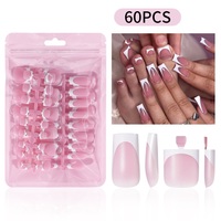Lot de 60 faux ongles et ongles d'orteil à presser, rose nude, carrés, artificiels, 2-en-1, kit de faux ongles pour mains et pieds