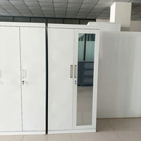 Armoire en acier avec miroir et porte coulissante, démontable, 2 portes, pour chambre à coucher