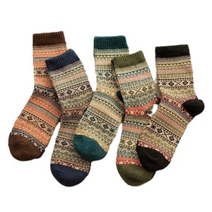 Men's Crew Socks Autumn Winter Ethnic Style Thick Warm Cotton Mid Calf Socks For Casual Wear - Product Image 5
