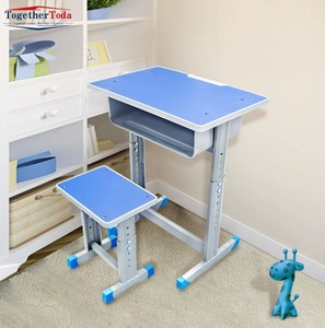 Ensemble table et chaise d'école, table de classe individuelle, structure métallique, bureau et chaise pour étudiants - Product Image 2