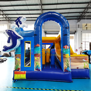 Tobogán inflable comercial de doble cara para eventos al aire libre, con diseño de tiburón, y combo de castillo inflable para niños. - Product Image 5