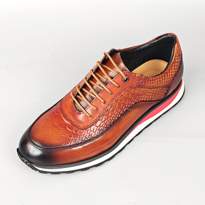 Chaussures à lacets pour hommes en cuir véritable bleu, bout rond, tendance de la mode, toutes saisons, vêtements décontractés - Product Image 4