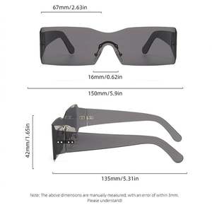 Lunettes de soleil carrées sans monture, légères, avec logo personnalisé, tendance 2025, verres monobloc, UV400, pour femmes et hommes - Product Image 6