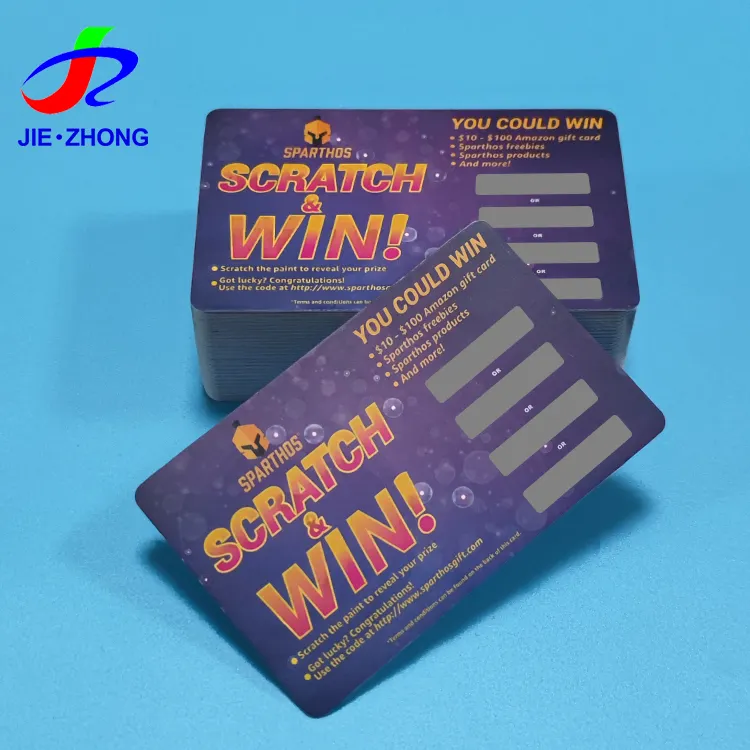Factory Custom Printing Paper Promotion Lottery Scratch Off And Win Thank You Cards