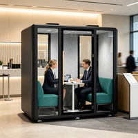Cabine insonorisée modulaire autonome pour bureau, grande capacité, 4 places, cabine acoustique mobile, salle de réunion silencieuse pour bureau, hôtel, école