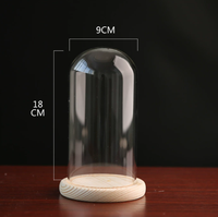 Cloche en verre borosilicate soufflé, transparente comme du cristal, faite à la main, pour Noël et le Nouvel An, avec base en bois