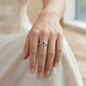 High Quality New Classic 18K Solid White Gold Real Natural Diamond Ruby Rings Pave Setting Fine Jewelry Set Women's Anniversary - Product Image 6