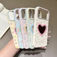 Étui de protection Lichicase personnalisé avec miroir de maquillage en forme de cœur pour Samsung A17 F17 M17 A18 A26 – Coque de téléphone tendance