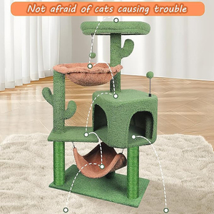 Factory Custom High Quality Green Short Plush Multi-level <strong>Personalized</strong> <strong>Cat</strong> Scratching Post <strong>Tree</strong> House Tower in Vietnam - Product Image 2