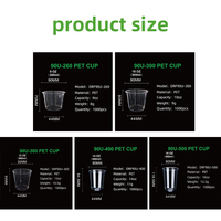 Gobelets en plastique transparent PET à paroi simple jetables de 260 ml, 300 ml, 360 ml, 400 ml, 500 ml, en forme de U, avec couvercles, logo personnalisé, gobelets à boba, gobelets à lait au thé
