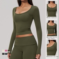 Ensemble de yoga 5 pièces pour femmes en gros OEM ODM – Haut court à col rond, soutien-gorge de sport, leggings évasés à taille repliable, ensemble de vêtements de sport personnalisé avec logo