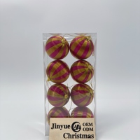 Boules de Noël en plastique satiné de haute qualité, 3 pouces, facettées, rouge et or, étanches, personnalisables, pour les fêtes