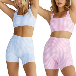 <b>Top</b> Sales Women Yoga Wear Set Skin-friendly Seamless Sports Bra Outdoor High Waist Yoga Shorts Elastic Waist - Product Image 3