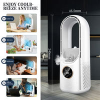 Ventilateur de bureau compact sans pales avec minuterie 6H, humidificateur, purificateur d'air à ions négatifs pour bureau, maison et utilisation en voiture/VR
