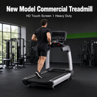 Tapis roulant électrique commercial avec écran tactile HD, large plateau de course, capteur de fréquence cardiaque portable, programmes d'exercices, équipement de fitness