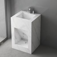 2026 Lavabo sur pied de style musulman en pierre de quartz, ardoise, roche et marbre, avec bac de lavage des pieds en forme de cube, pour salle de bain
