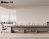 Table de conférence de luxe en bois blanc en forme de U, personnalisée, avec plateau en surface solide, mobilier de bureau VIP, design moderne, durable